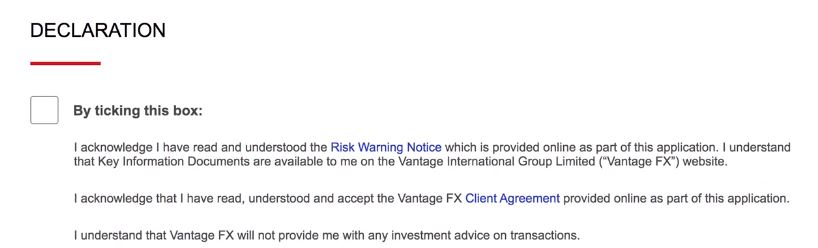 Hướng dẫn đăng ký tài khoản Vantage FX