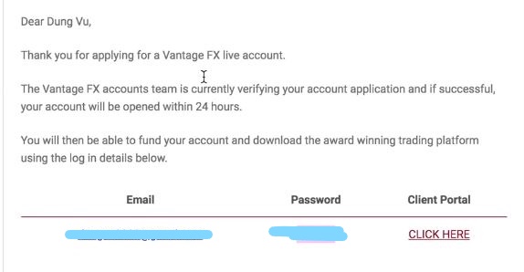 Hướng dẫn đăng ký tài khoản Vantage FX