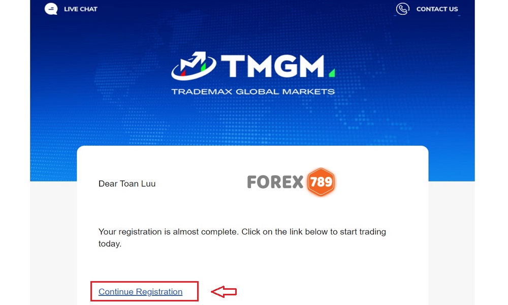 Hướng dẫn đăng ký tài khoản sàn TMGM - Bước 3
